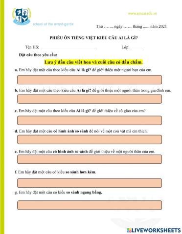 Ôn tập đặt câu