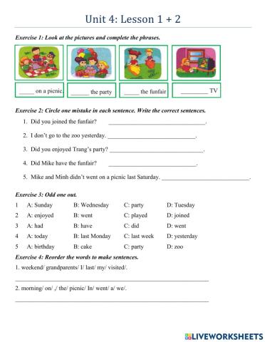 Unit 2: lesson 1 and 2