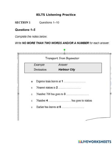Ielts listening pracice