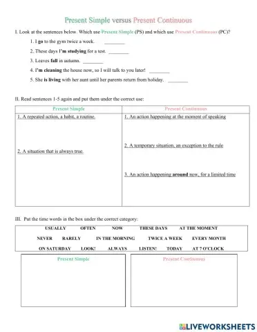 Present Simple versus Present Continuous
