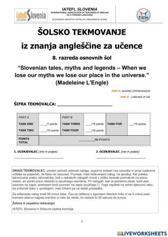 Šolsko tekmovanje - 8. razred