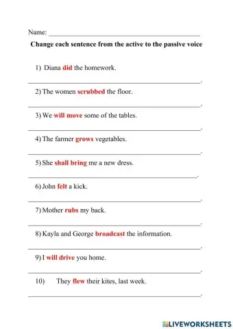 Active and Passive Voice Exercise - Simple Present, Simple Past Tense and Future Tense