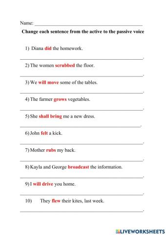 Active and Passive Voice Exercise - Simple Present, Simple Past Tense and Future Tense