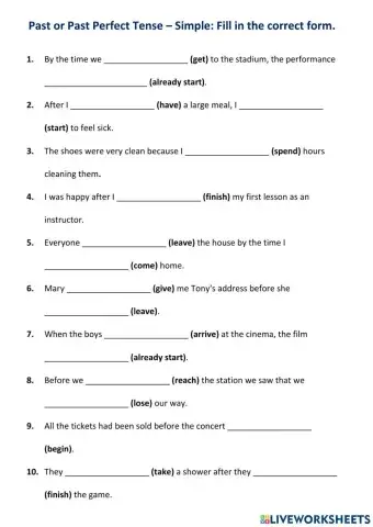 Past Perfect and Past Simple