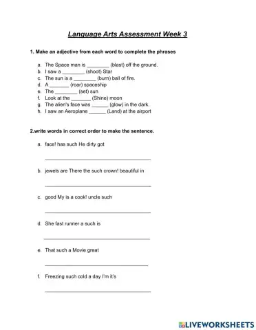 Langauge Arts Assessment week 3