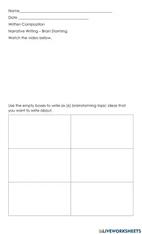 Personal Narrative- Brainstorming