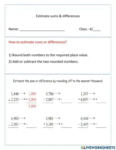 Estimate sums & difference