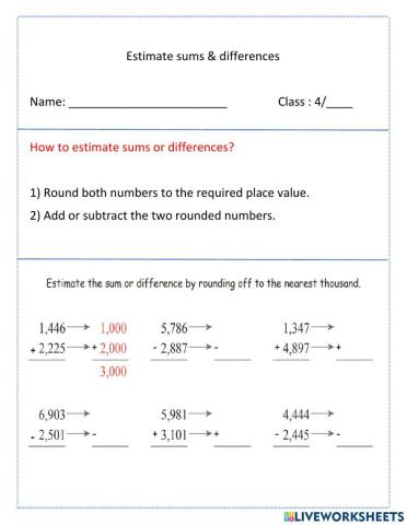 Estimate sums & difference