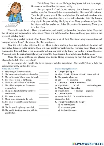 Reading comprehension: prepositions