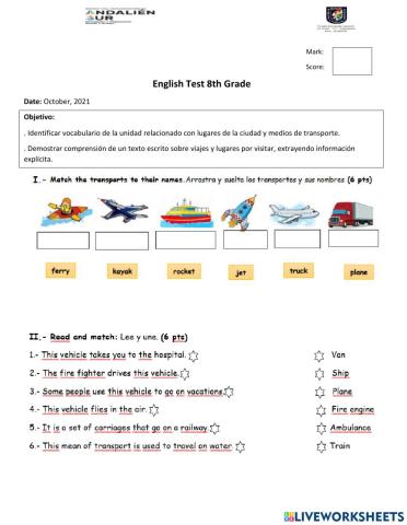 English Test 8th Grade
