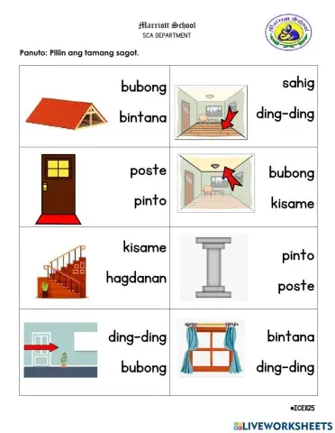 Seatwork: Mga Bahagi ng Bahay