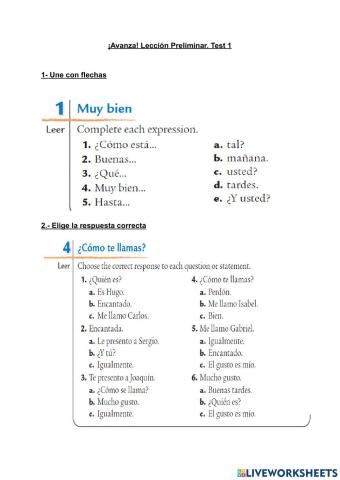 Avanza test lección preliminar