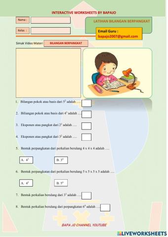 Latihan Bilangan Berpangkat