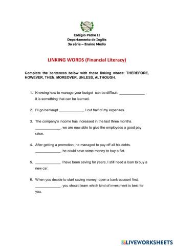 Linking Words - 3rd grade