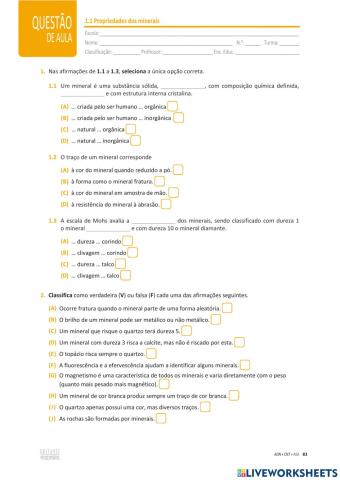 Propriedades dos minerais