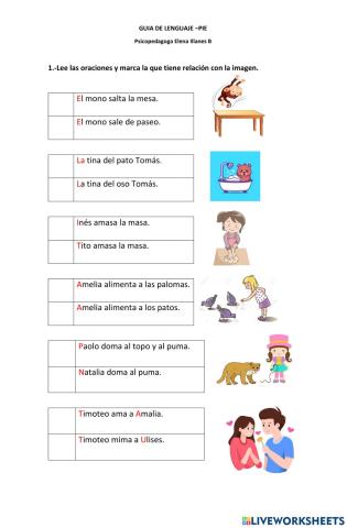 Lectura de oraciones