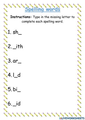 Spelling Missing Letters