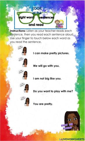 Sight Words Reading Sentences Week 6