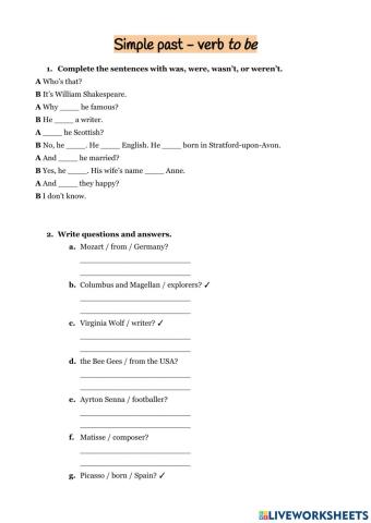 Simple past verb to be