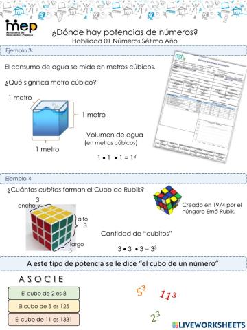 Calcular expresiones numéricas aplicando el concepto de potencia y la notación exponencial.