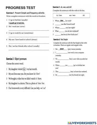 Present- Past Simple sentences- Vocabulary