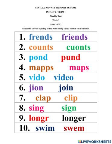 Weekly test 5 term 1