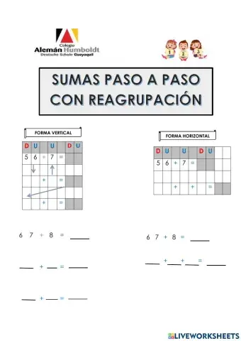 SUMAS PASO A PASO CON REAGRUPACIÓN