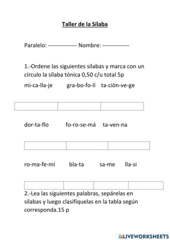 Taller de la sìlaba