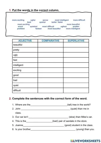 Comparative and Superlatives