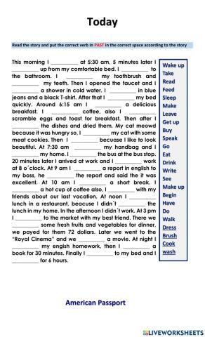 Past simple- today-. Amerpassport