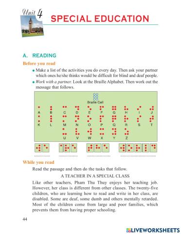 Unit 4 - Reading exercise