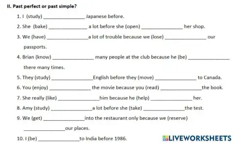 Past perfect or past simple?