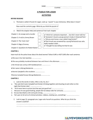 A puzzle for Logan- Ch 1 & 2