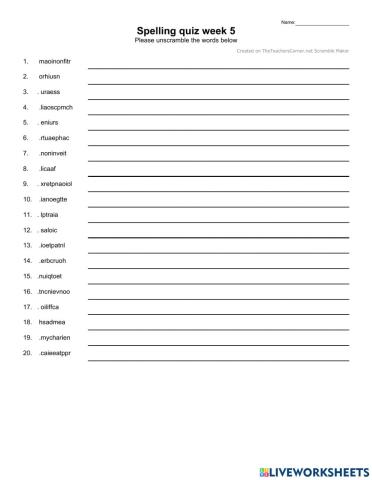 Spelling Test week 5