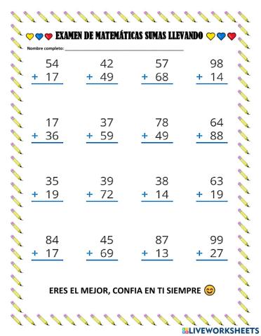 Sumas llevando dos cifras