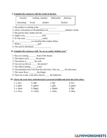 Grade 7 - Unit 3 Worksheet