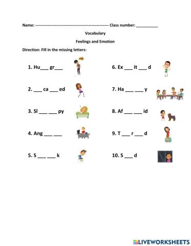 Feelings and Emotions Vocabulary
