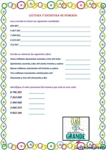 Lectura y escritura de números