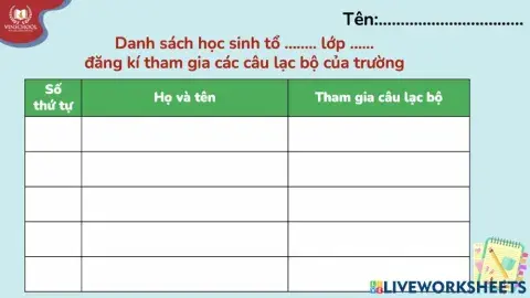 Lập danh sách học sinh - TLV