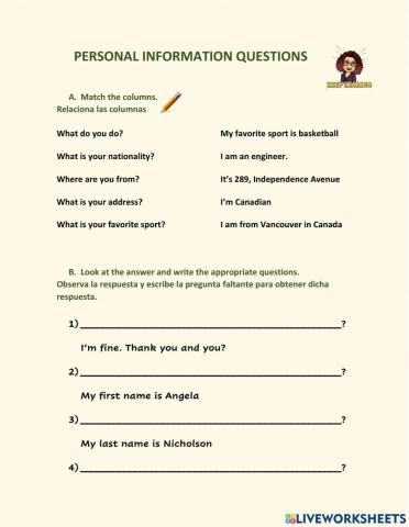 Personal Information Questions