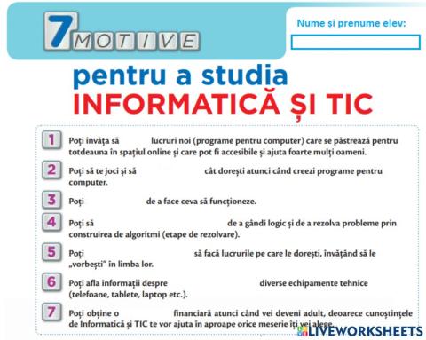 7 motive pentru a studia Informatica si TIC