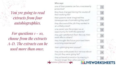 CA - reading - 4 autobiographies