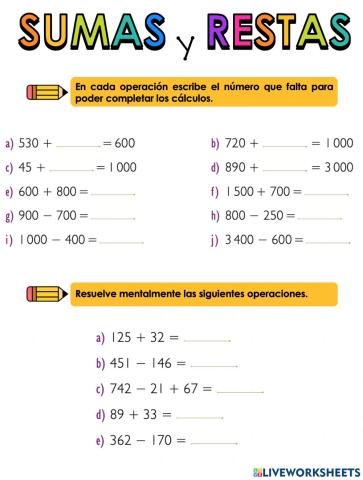 Sumas y restas