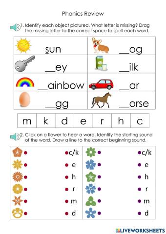Phonics Review (c,k,e,h,r,m,d)