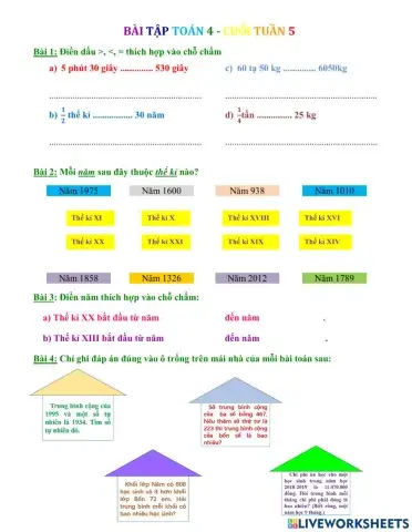 Phiếu bài tập toán 4