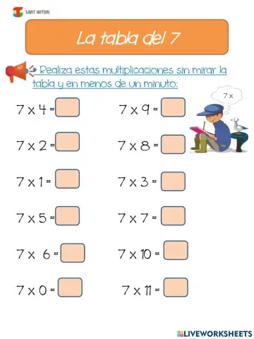 Tabla del 7