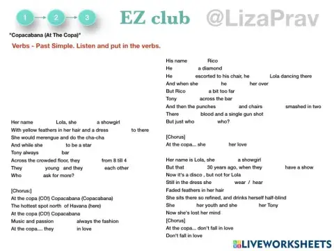 Copacabana past simple verbs