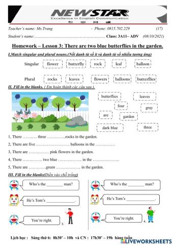 3A11-Lesson 3-There are two blue butterflies in the garden - 08-10-2021