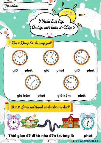 Phiếu bài tập tuần 3 Lớp 3