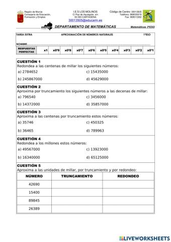 Aproximación de números naturales